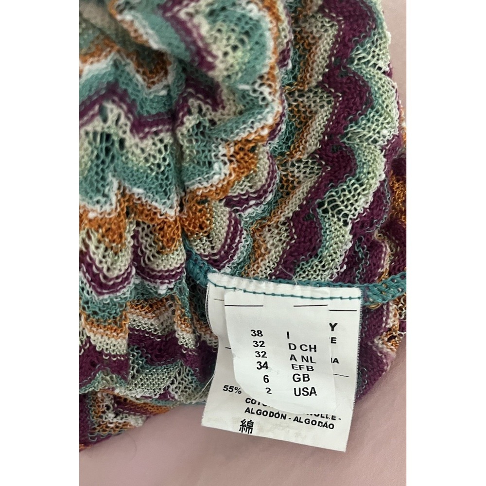 Missoni M Knit CONVERTIBLE Top Skirt Dress Zigzag Chevron Teal Purple Sz 2 IT 38 - Picture 9 of 16